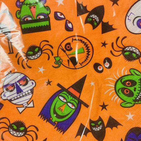 Monster Mash Halloween 16 Lunch Napkins 3-Ply Vintage 13” Design Ware - Picture 1 of 10